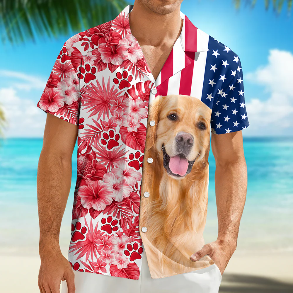 Custom Dog Cat Photo With American Flag Hawaii Shirt Gift for Pet Lovers TH10 169357 - Image 6