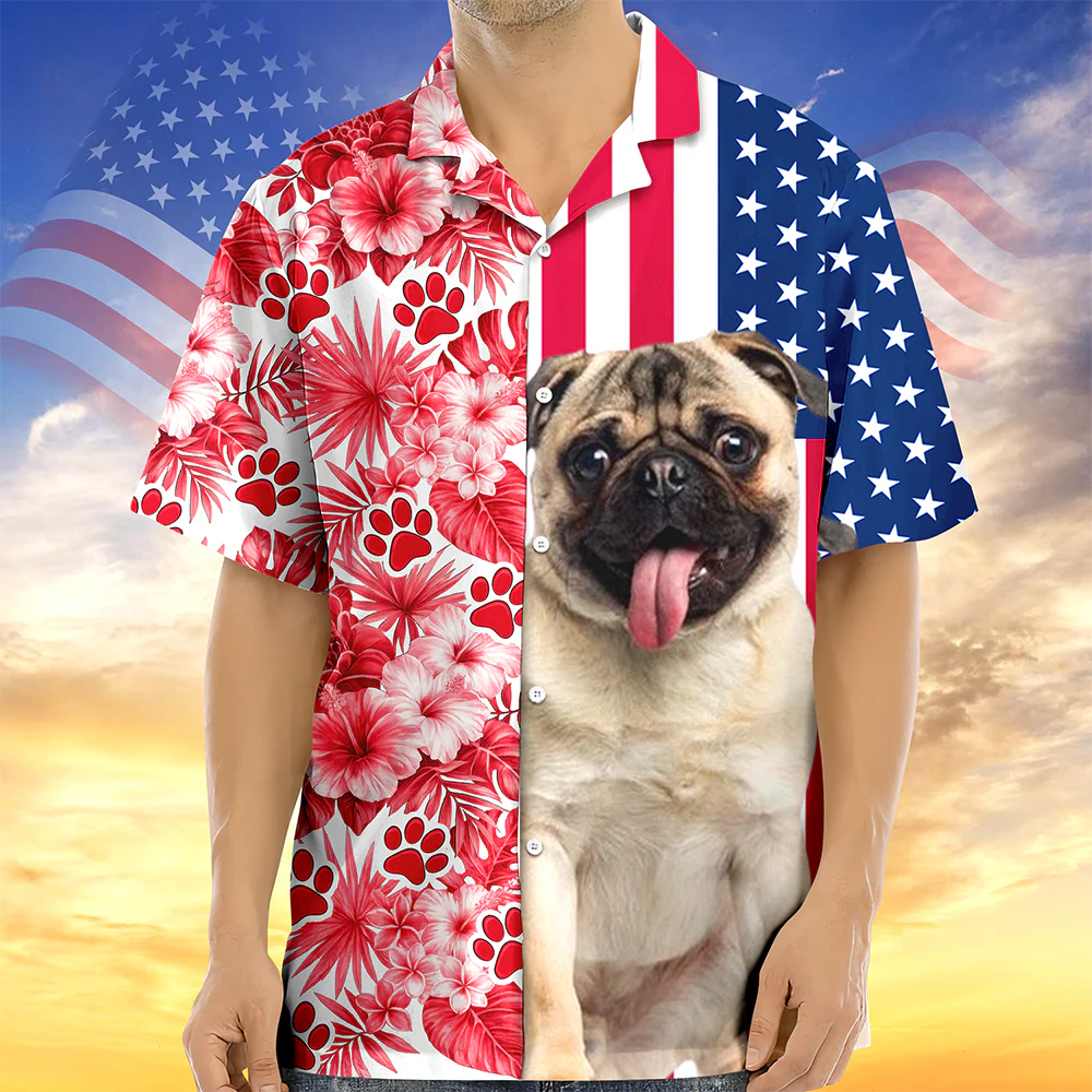Custom Dog Cat Photo With American Flag Hawaii Shirt Gift for Pet Lovers TH10 169357 - Image 8
