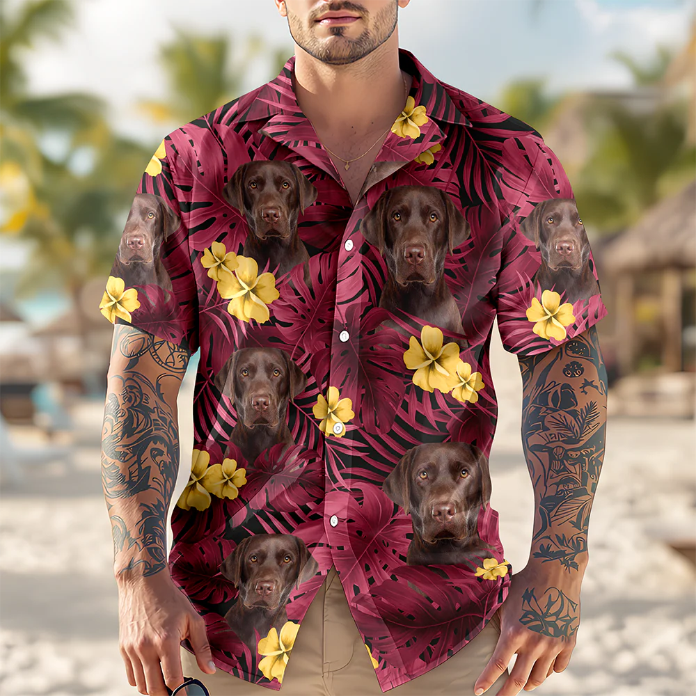 Custom Dog Photo Flower Tropical Hawaiian Shirt TH10 892903 - Image 2
