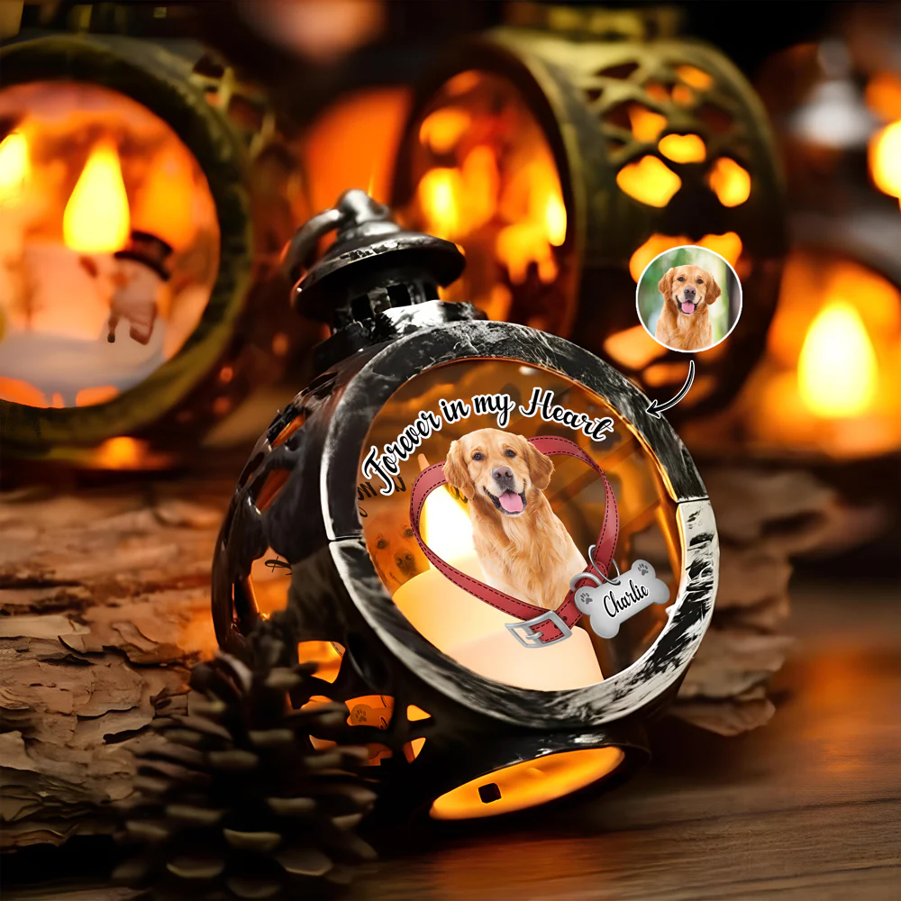 Custom Dog Photo Forever In My Heart Memorial Christmas Lantern HA75 897914 - Image 4