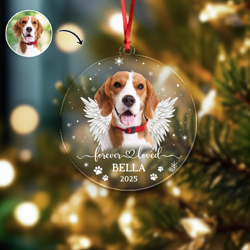 Custom Dog Photo Forever Loved Memorial Acrylic Ornament HA75 897032 - Image 6