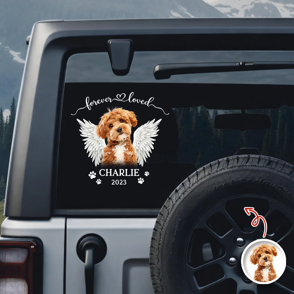 Custom Dog Photo Forever Loved Memorial Car Window Decal Sticker CH07 910476 - Image 7