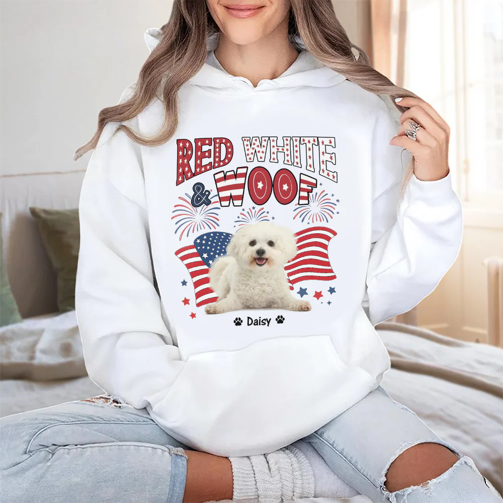 Custom Dog Photo Red White Woof Bright Shirt LM32 893723 - Image 11