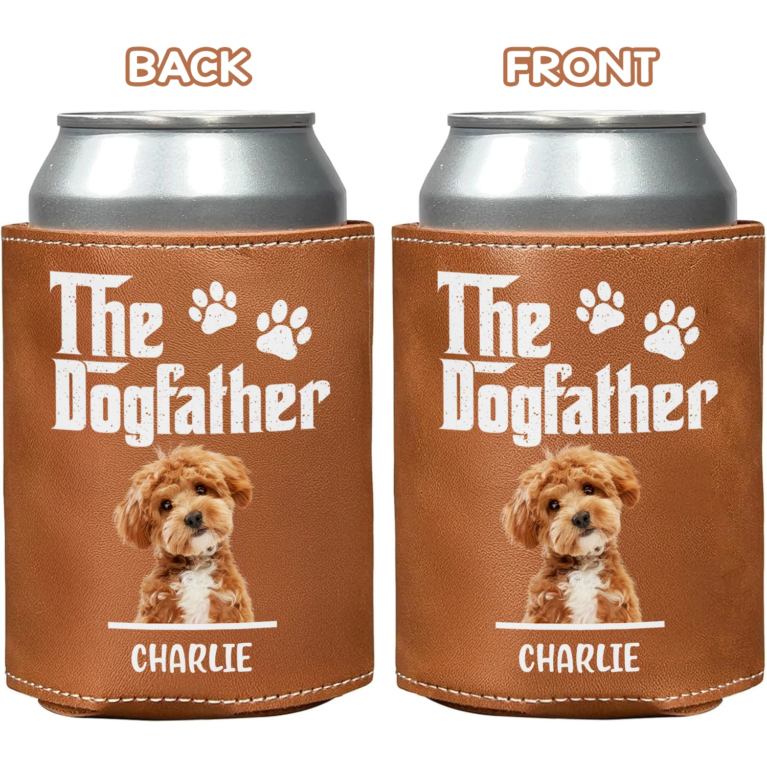 Custom Dog Photo The Dog Father Leather Can Cooler Holder Gift For Father's Day LM32 893657 - Image 3