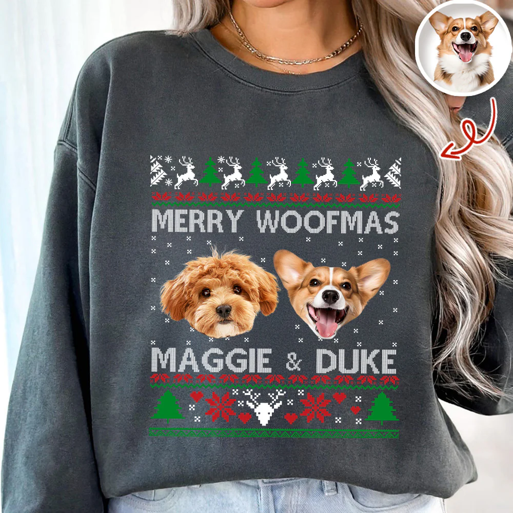 Custom Dog Photo Ugly Christmas Sweatshirt For Dog Lovers TH10 896219 - Image 2