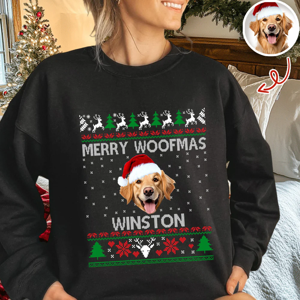 Custom Dog Photo Ugly Christmas Sweatshirt For Dog Lovers TH10 896219 - Image 5