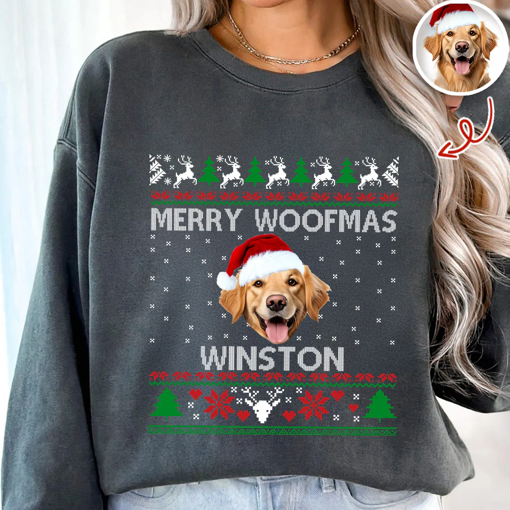 Custom Dog Photo Ugly Christmas Sweatshirt For Dog Lovers TH10 896219 - Image 6