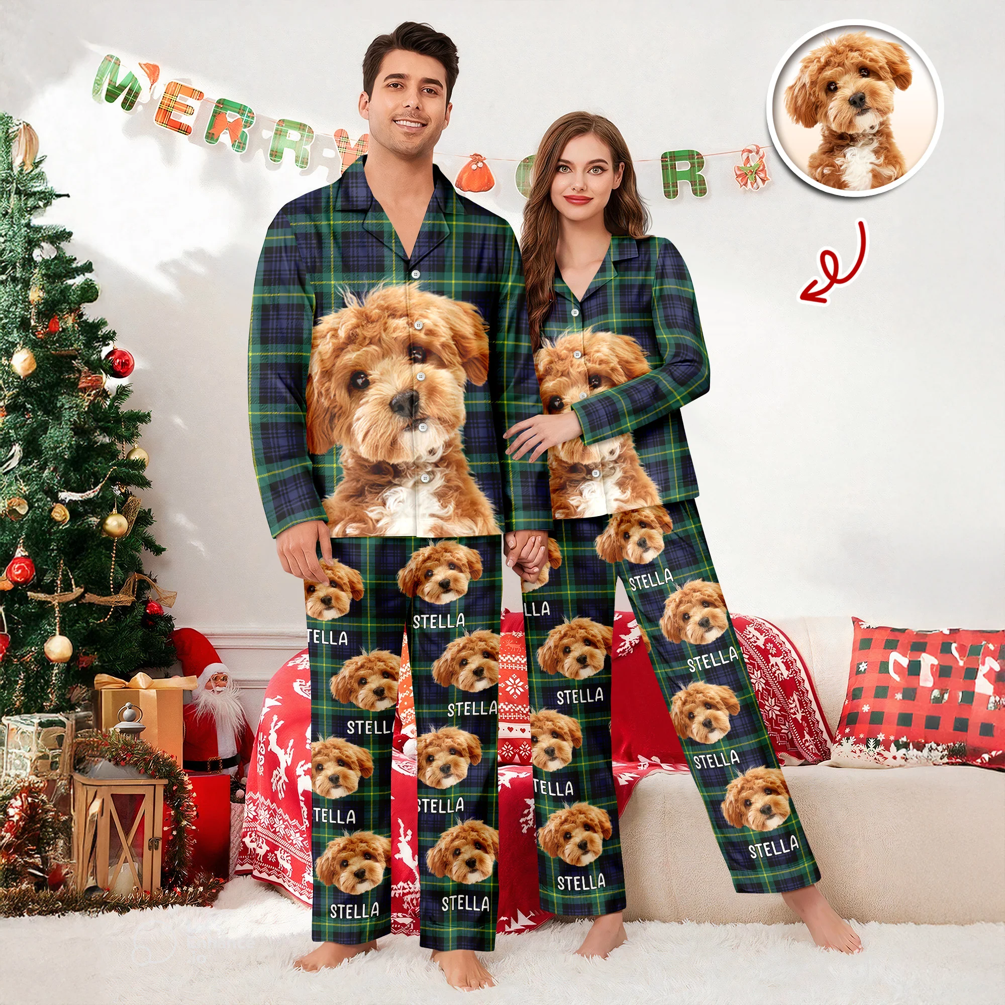 Custom Dog Photo Winter Pattern Pajamas Funny Gift For Dog Lovers CH07 896908 - Image 9