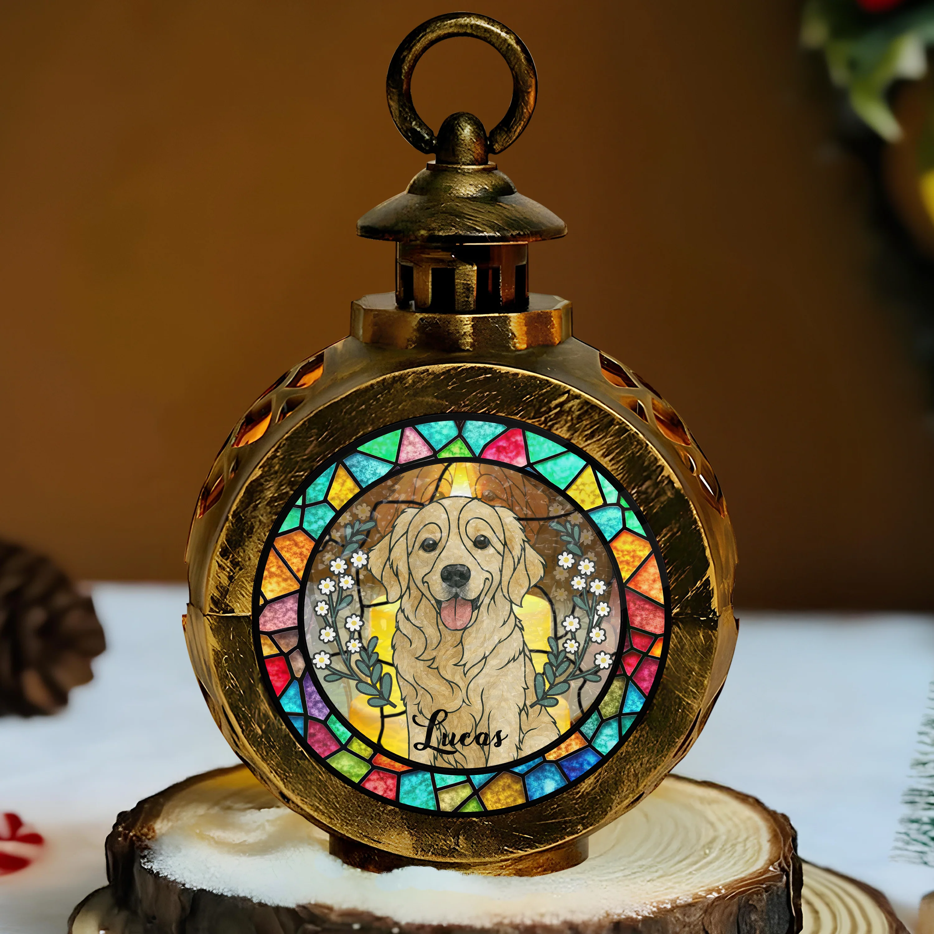 Custom Dog Portrait Photo With Memorial Candlelight Lantern Ornament HO82 900192 - Image 6