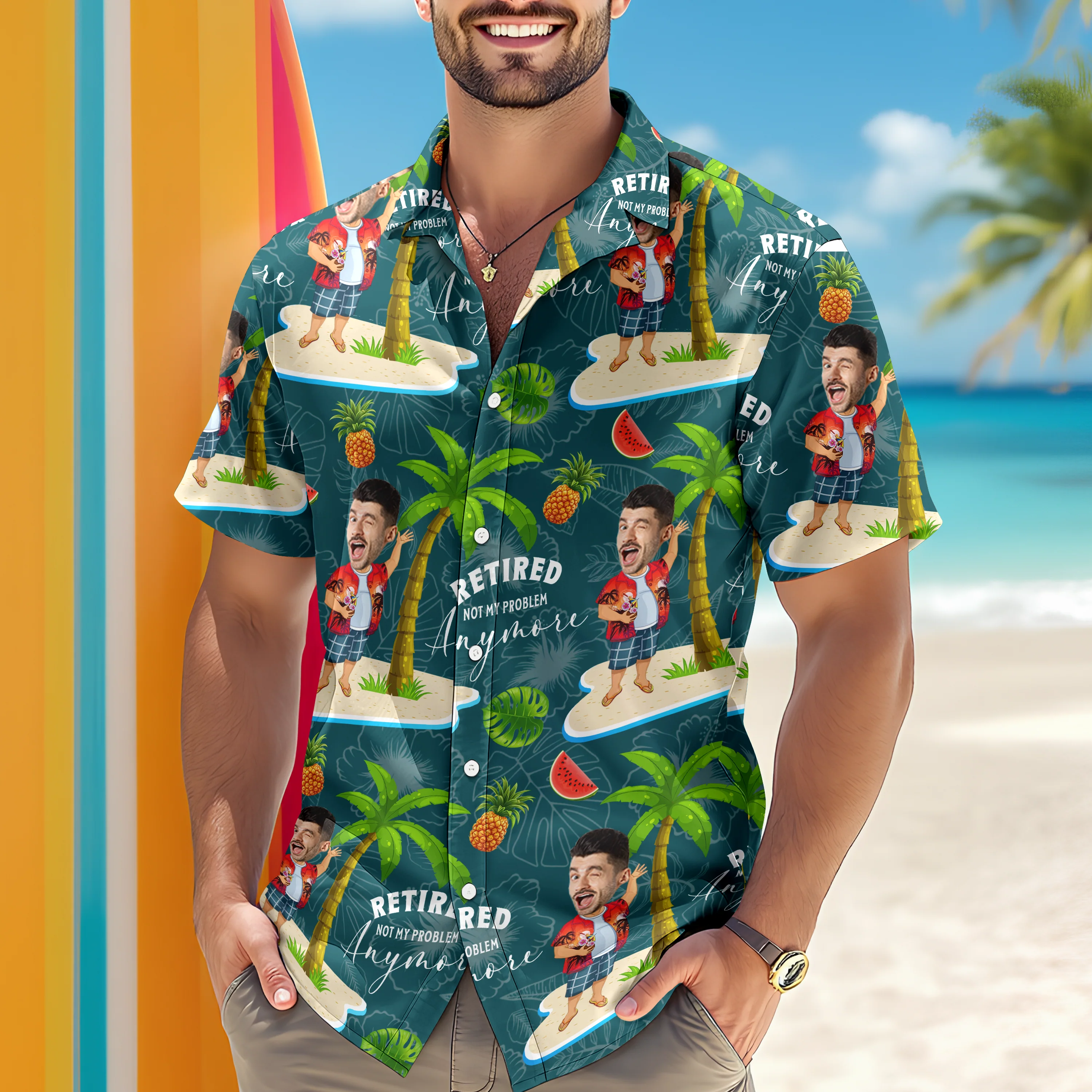 Custom Face All Over Print Hawaiian Shirt Personalized Retirement Gift for Dad LM32 893483 - Image 3