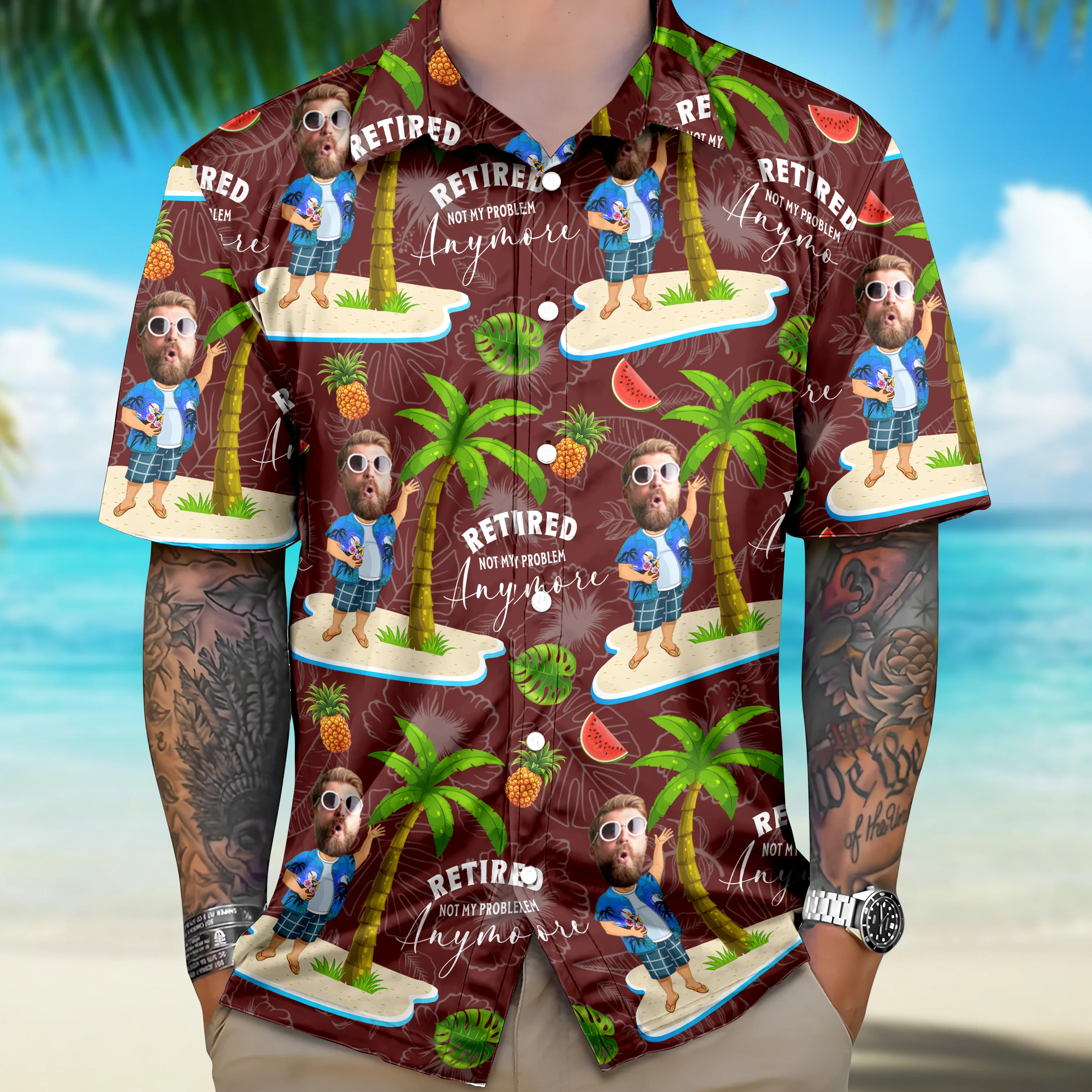 Custom Face All Over Print Hawaiian Shirt Personalized Retirement Gift for Dad LM32 893483 - Image 4