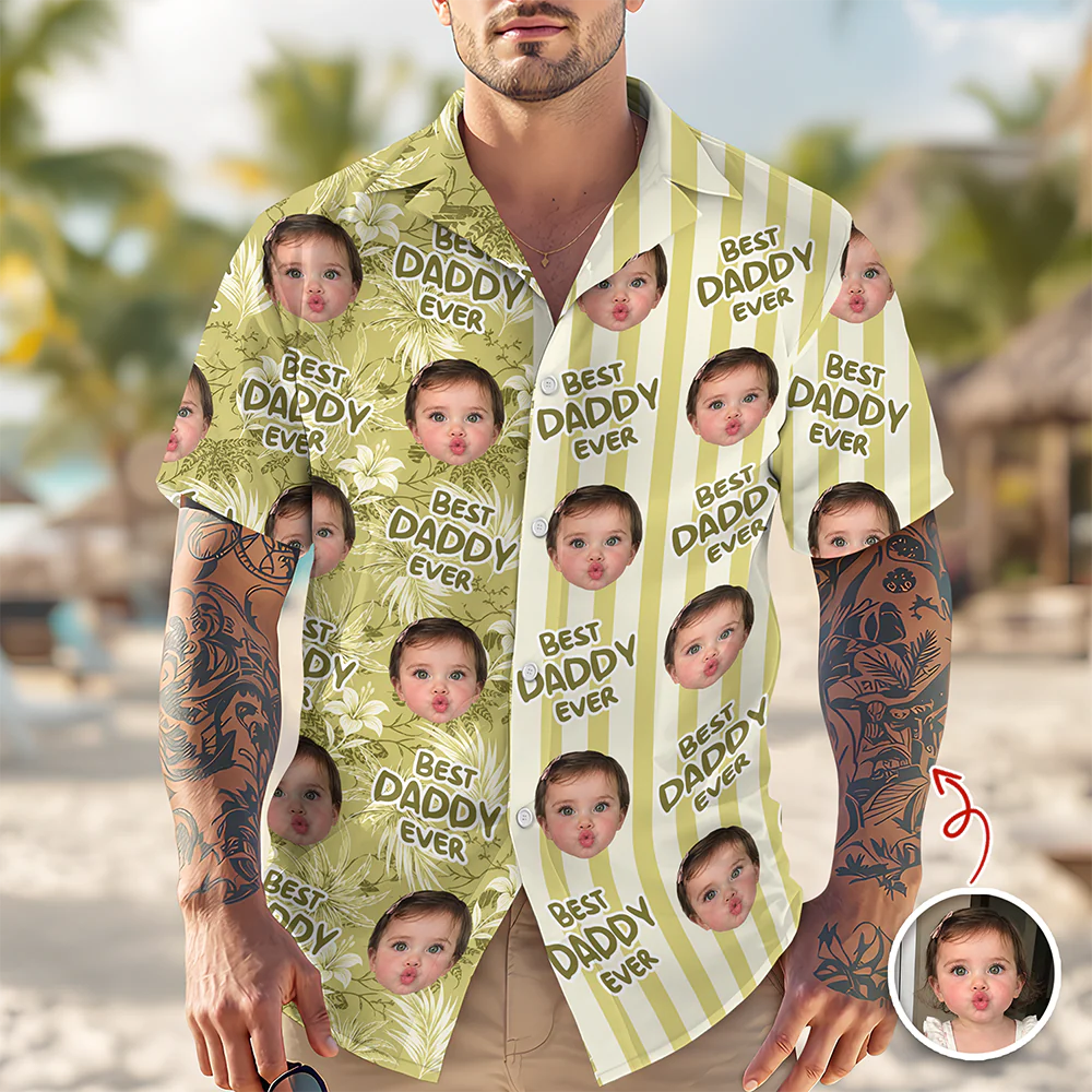 Custom Face Best Dad Ever Tropical Beach Hawaii Shirt Gift For Father's Day CH07 911468 - Image 2