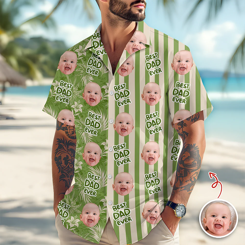 Custom Face Best Dad Ever Tropical Beach Hawaii Shirt Gift For Father's Day CH07 911468 - Image 3