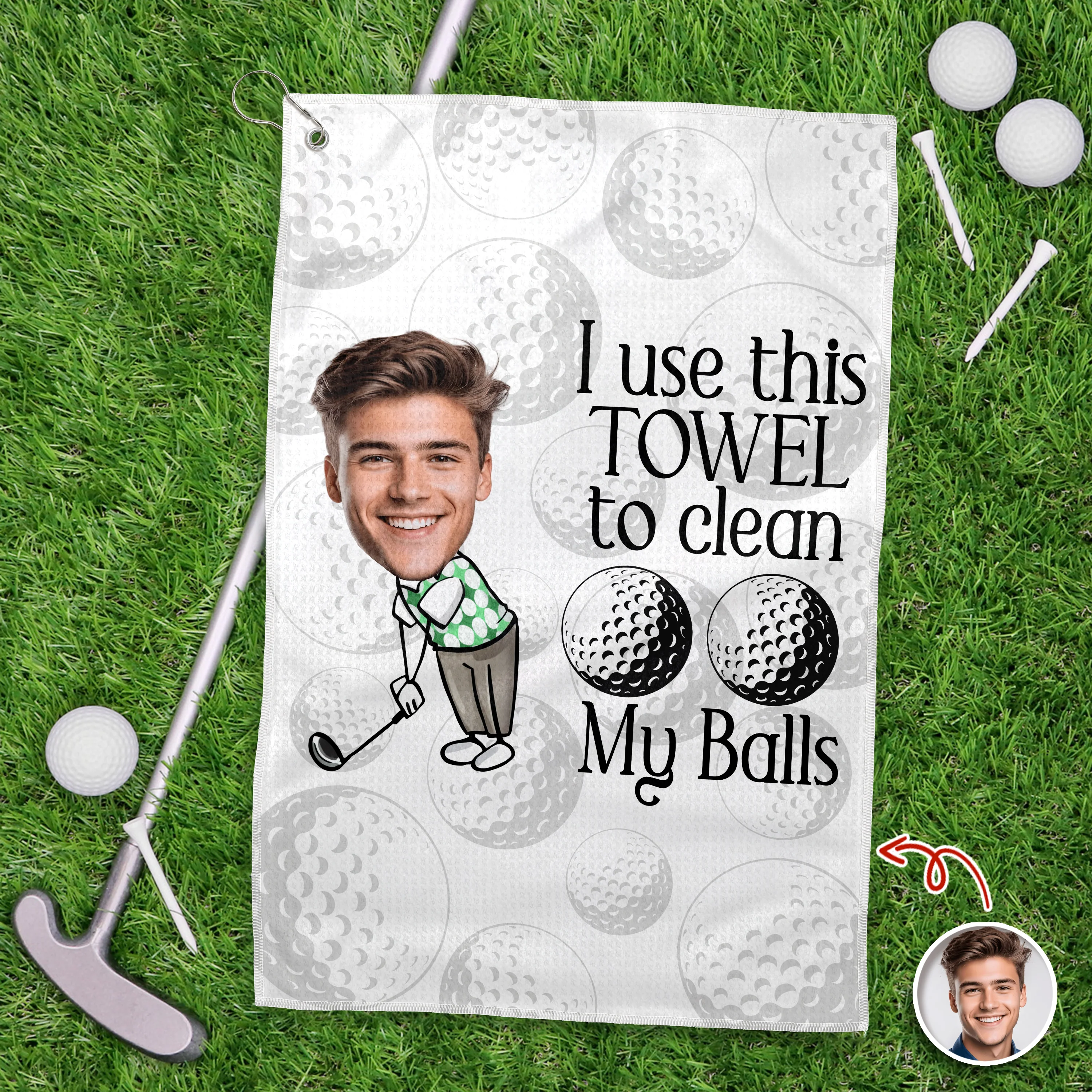 Custom Face I Use This Towel to Clean My Balls Personalized Golf Towel HA75 898682 - Image 2