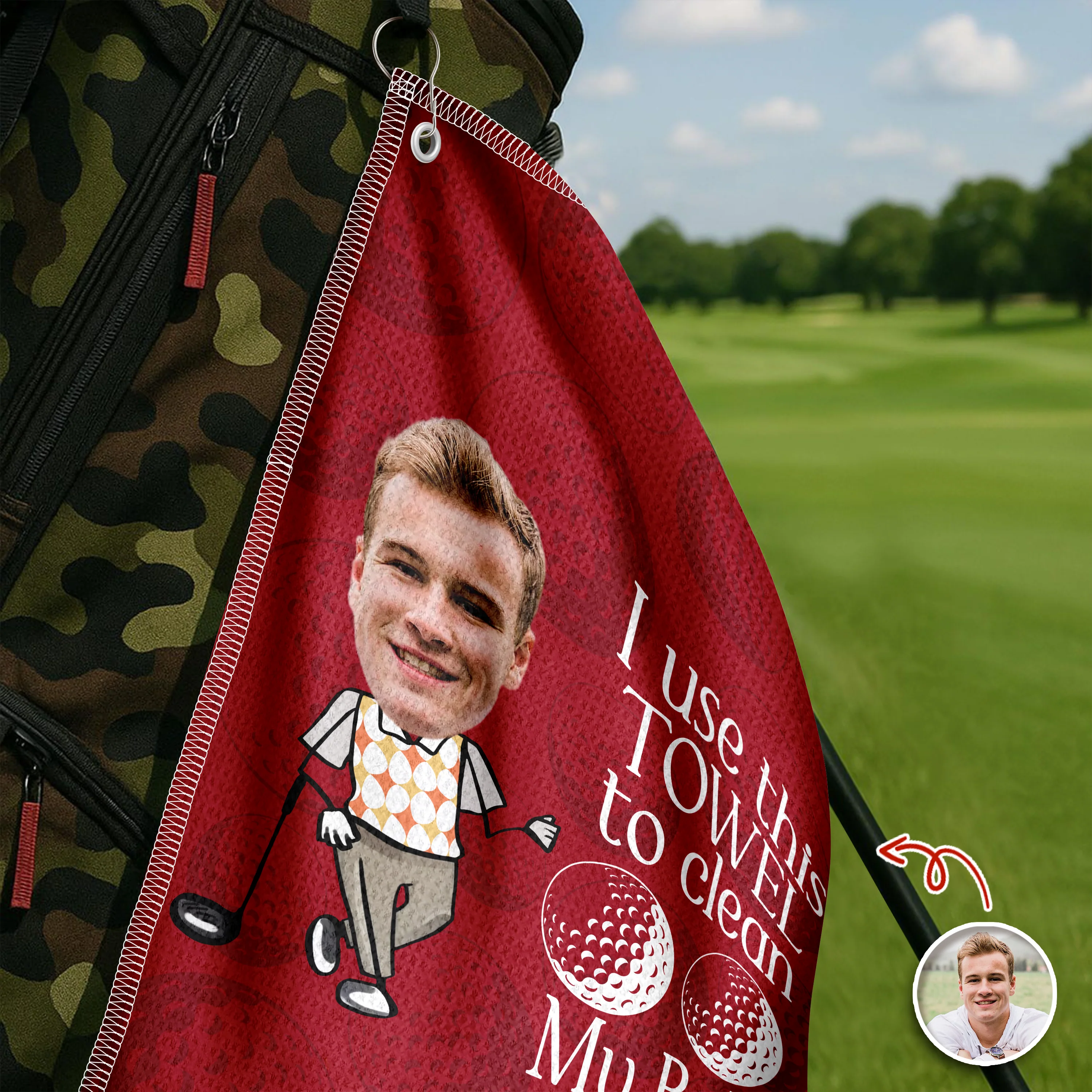 Custom Face I Use This Towel to Clean My Balls Personalized Golf Towel HA75 898682 - Image 3