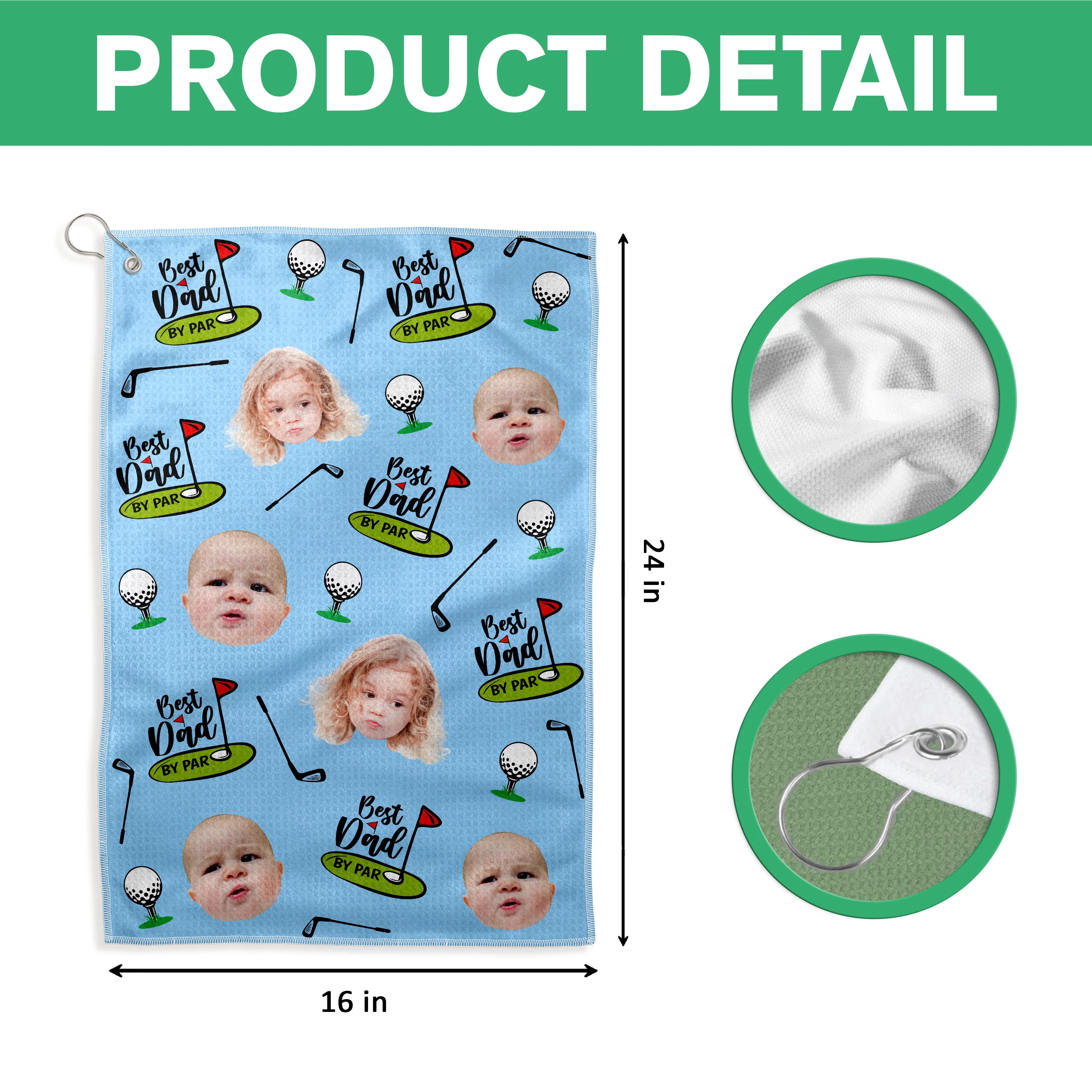 Custom Face Kid Best Dad By Par Funny Golf Towel HA75 892574 - Image 8
