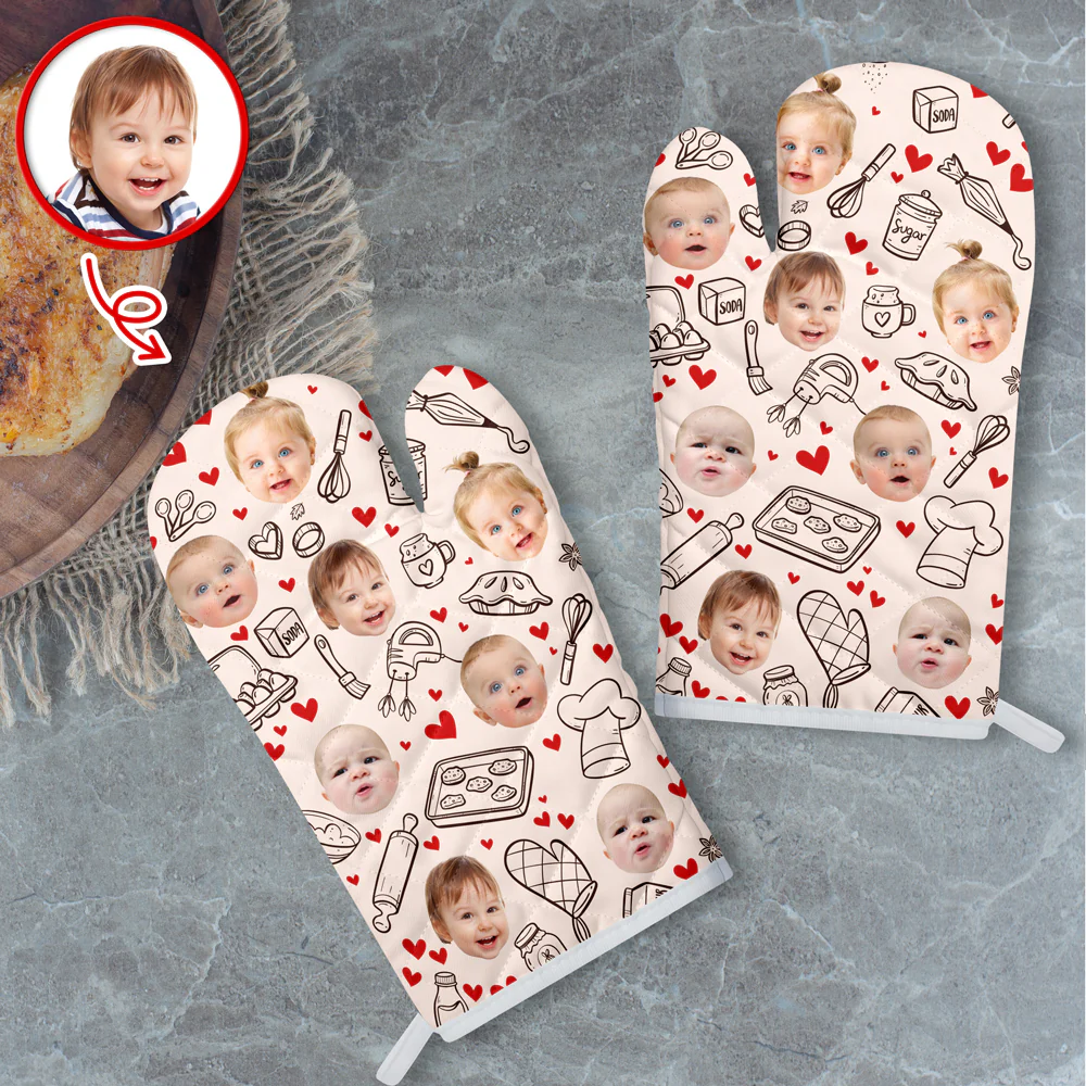 Custom Face Kids Oven Mitt Mother's Day Gift For Mom, Grandma HA75 920696 - Image 2