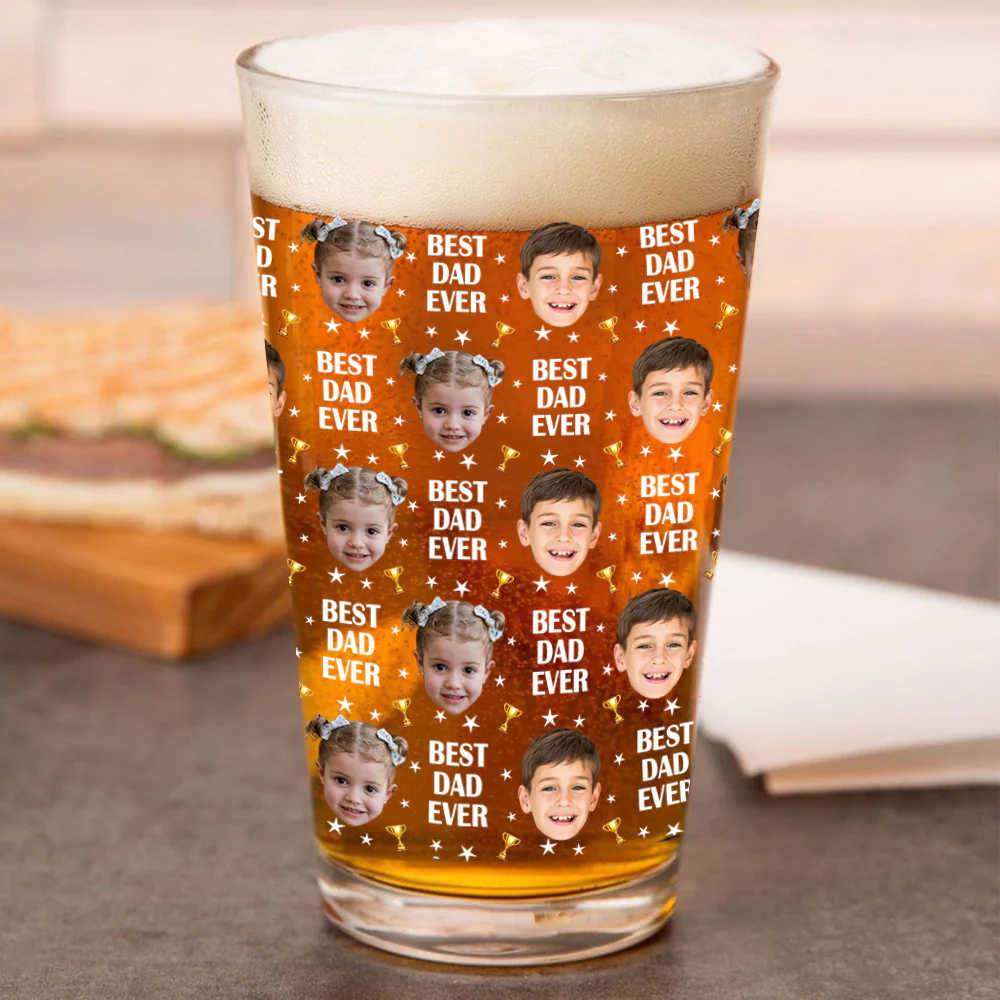 Custom Face Kids Photo, Best Dad Ever Beer Glass TH10 892715 - Image 3