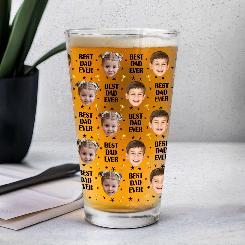 Custom Face Kids Photo, Best Dad Ever Beer Glass TH10 892715 - Image 5