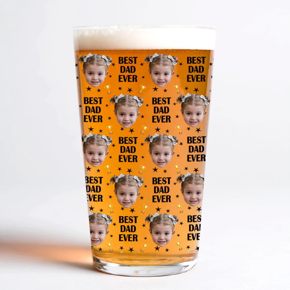 Custom Face Kids Photo, Best Dad Ever Beer Glass TH10 892715 - Image 6
