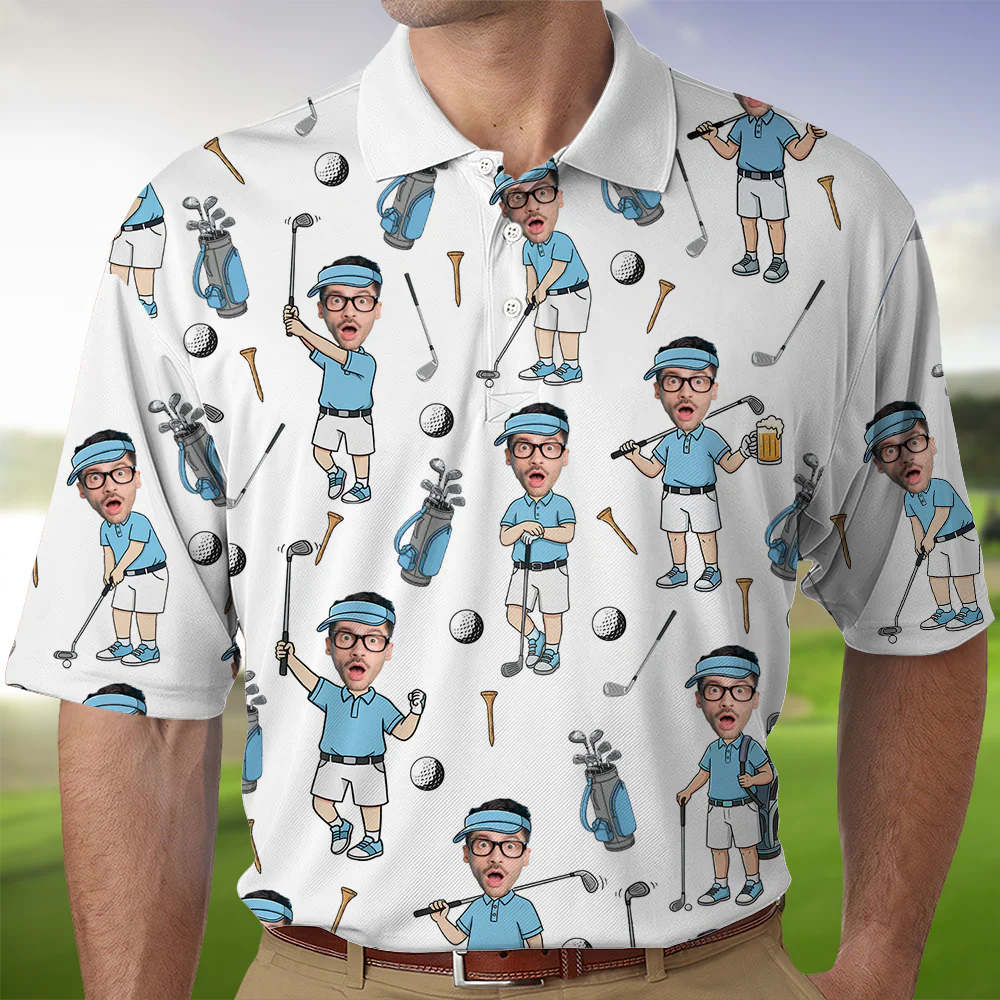 Custom Face Photo Golf Polo Shirt Gift For Golf Lover CH07 911176