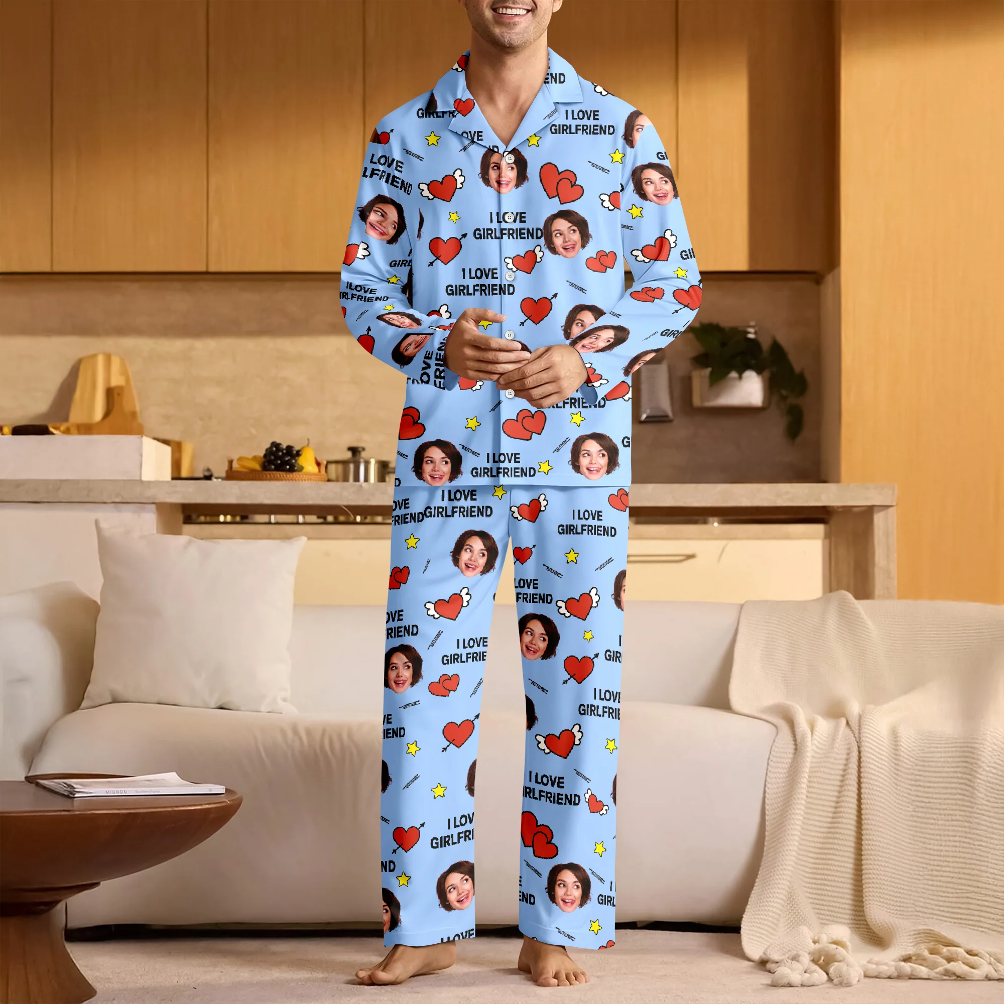 Custom Face Photo I Love You Cute Hearts Pajamas Perfect Gift for Couples LM32 897413 - Image 10