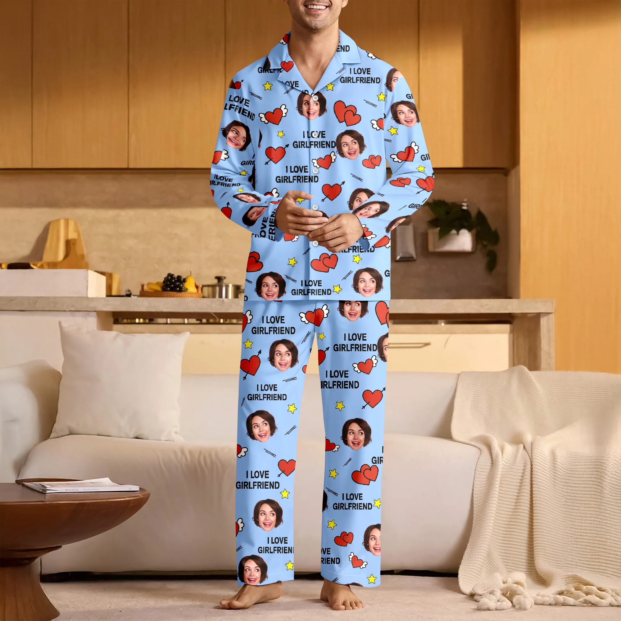 Custom Face Photo I Love You Cute Hearts Pajamas Perfect Gift for Couples LM32 897413 - Image 5