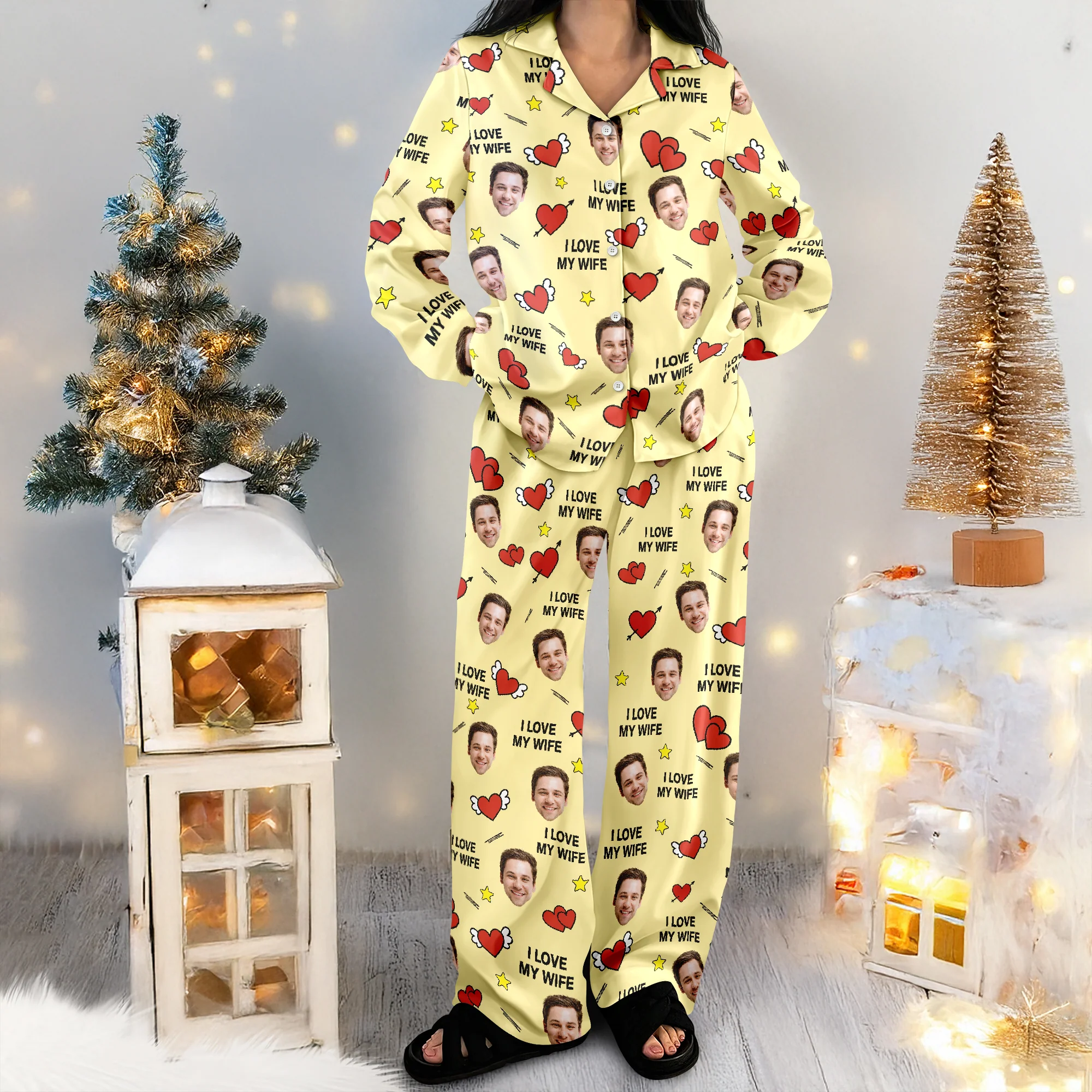 Custom Face Photo I Love You Cute Hearts Pajamas Perfect Gift for Couples LM32 897413 - Image 8