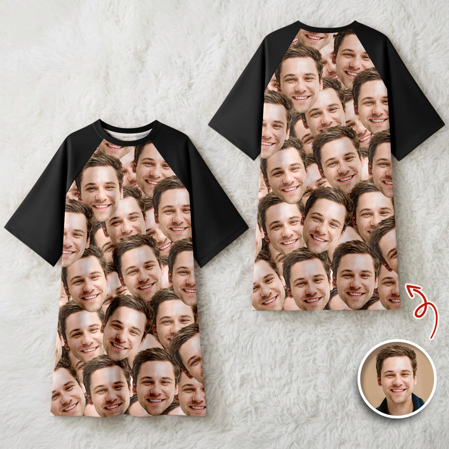 Custom Face Photo Raglan Nightgown TH10 898331 - Image 3