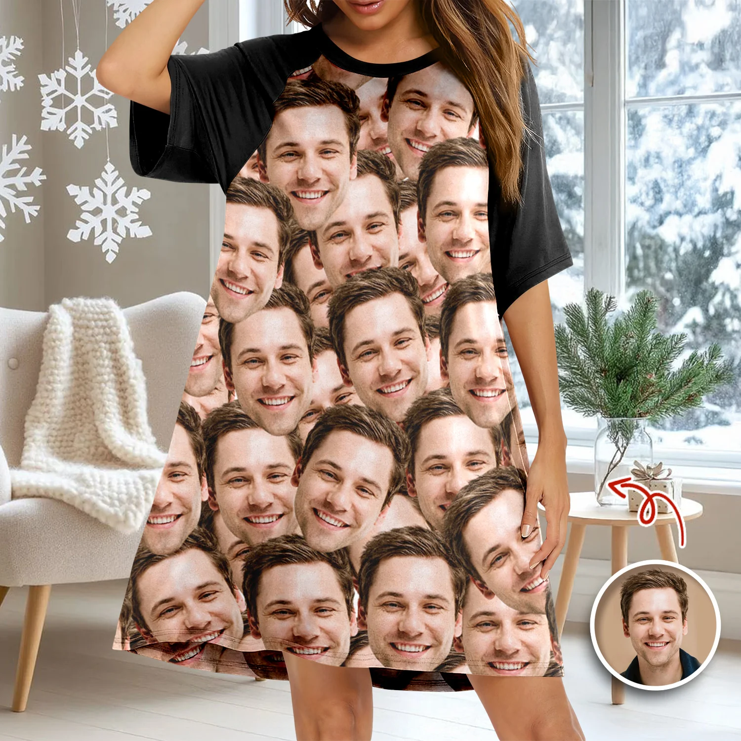 Custom Face Photo Raglan Nightgown TH10 898331 - Image 4