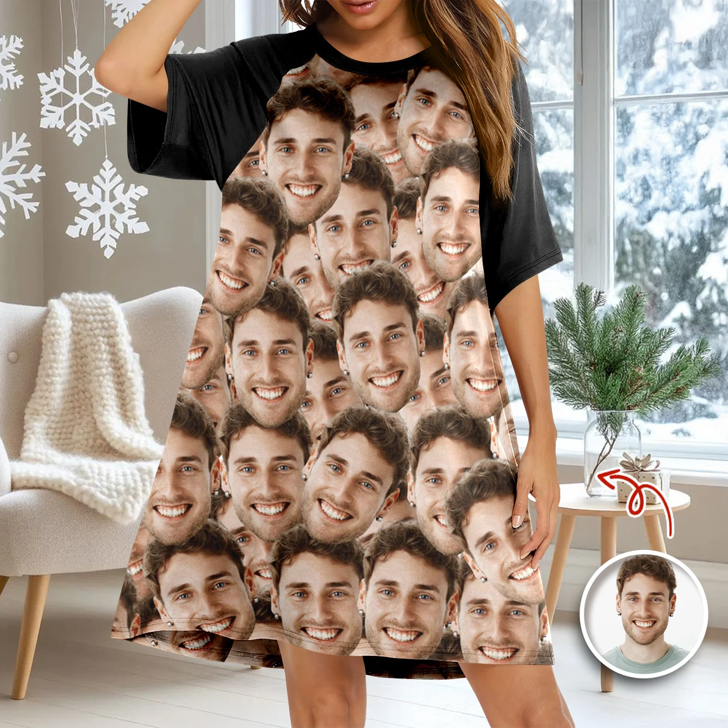 Custom Face Photo Raglan Nightgown TH10 898331 - Image 6