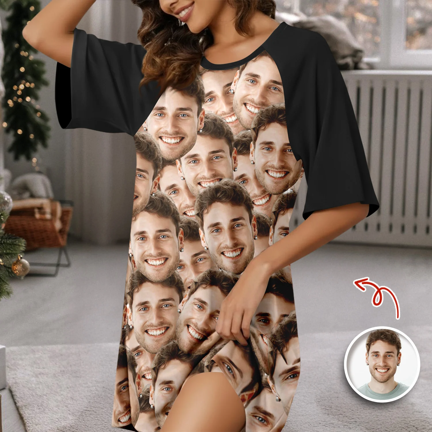 Custom Face Photo Raglan Nightgown TH10 898331 - Image 8