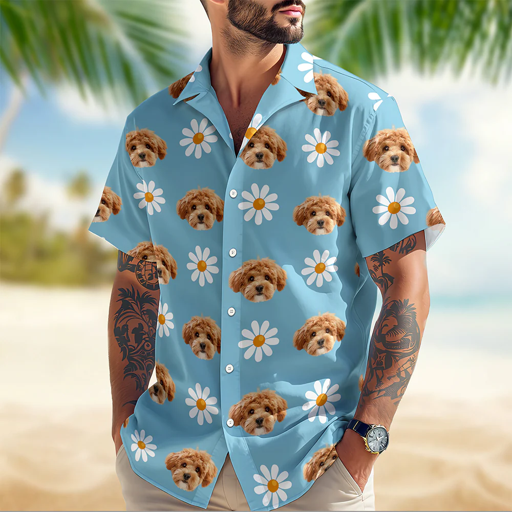 Custom Face Photo With Icon Hawaii shirt Gift For Dog Lovers CH07 911014 - Image 5