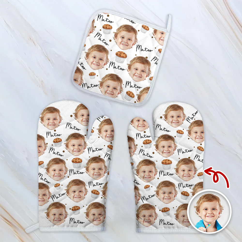 Custom Face Portrait Cake Pattern Oven Mitt TH10 894415 - Image 5