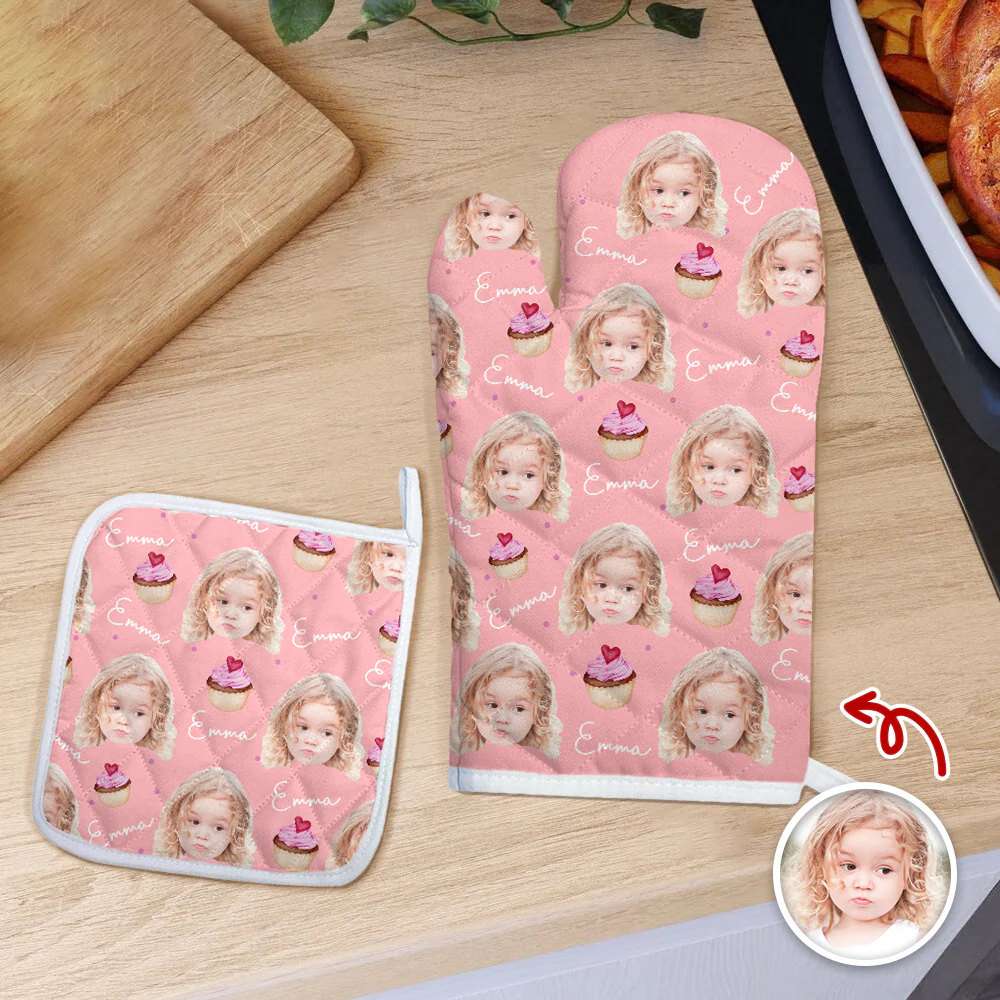 Custom Face Portrait Cake Pattern Oven Mitt TH10 894415 - Image 6