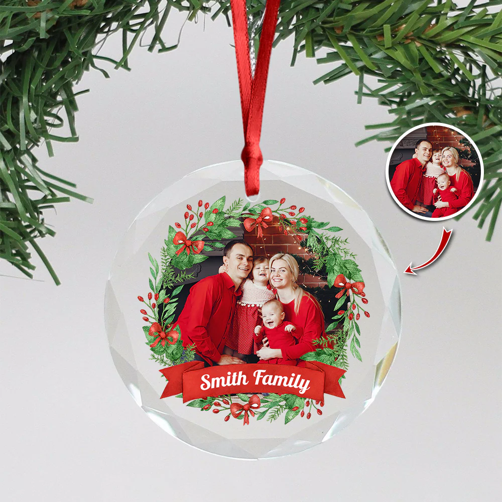 Custom Family Crystal Photo - Personalized Glass Ornament For Christmas TH10 894829 - Image 8