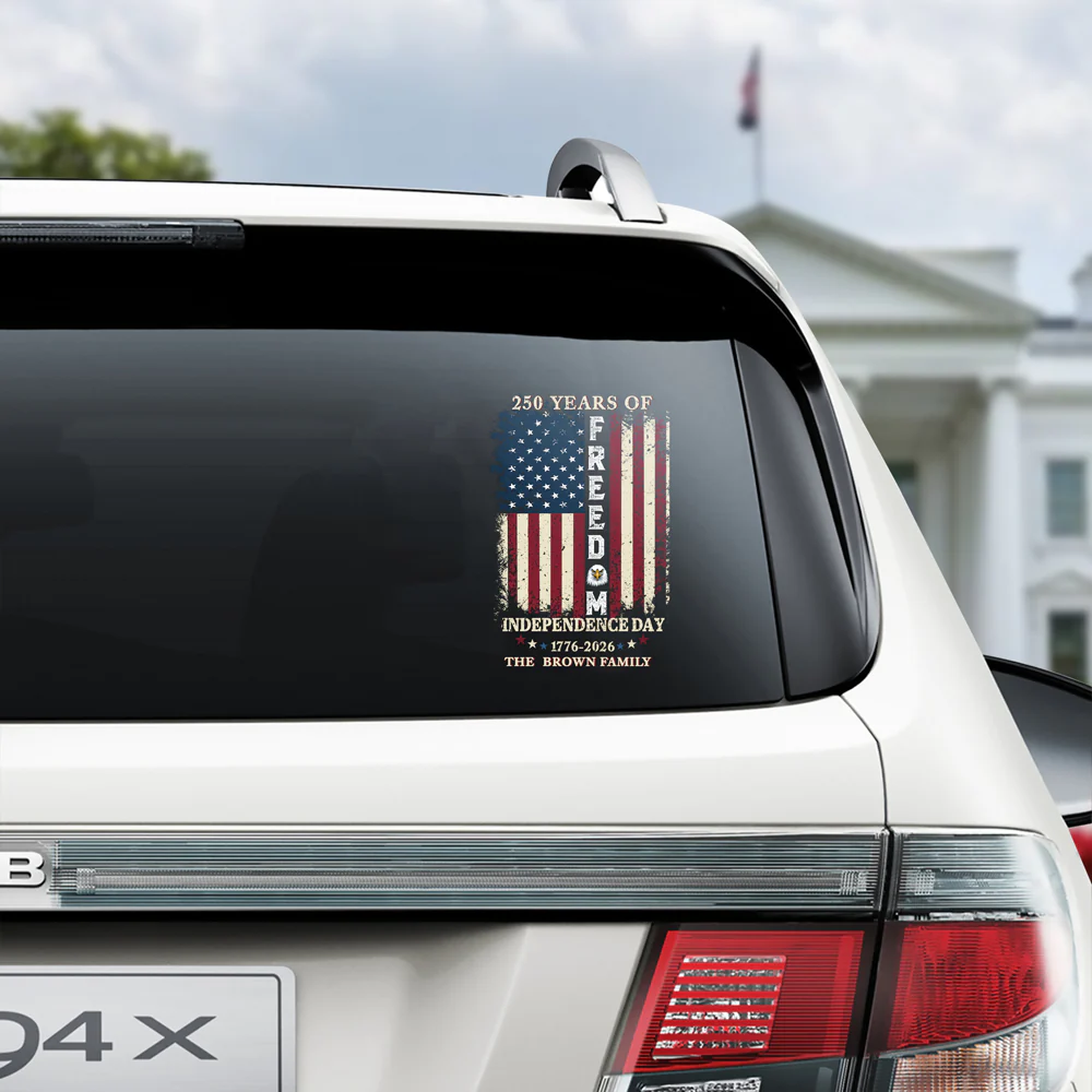 Custom Family Name 250 Years of Freedom 1776-2026 Independence Day Patriotic Car Decal Sticker HO82 900942 - Image 3
