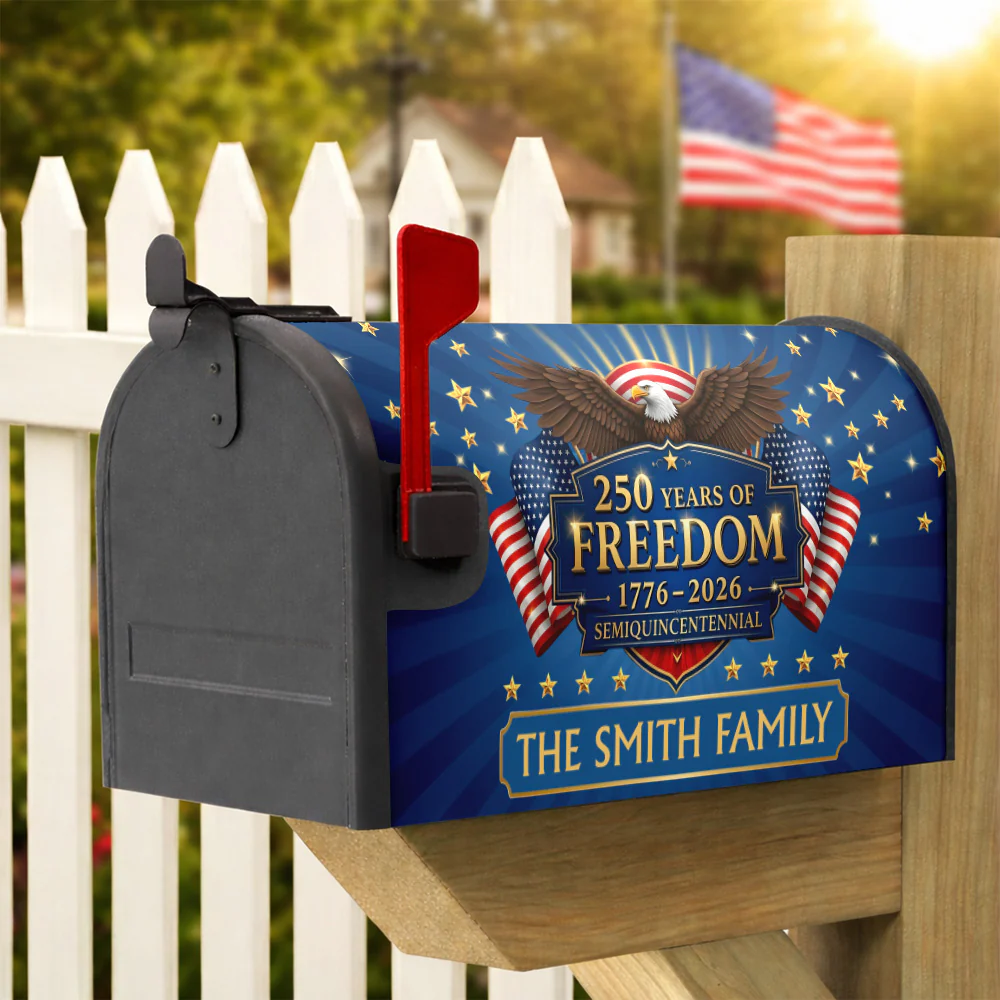 Custom Family Name 250 Years of Freedom 1776–2026 Semiquincentennial Mailbox Cover LM32 897831 - Image 5
