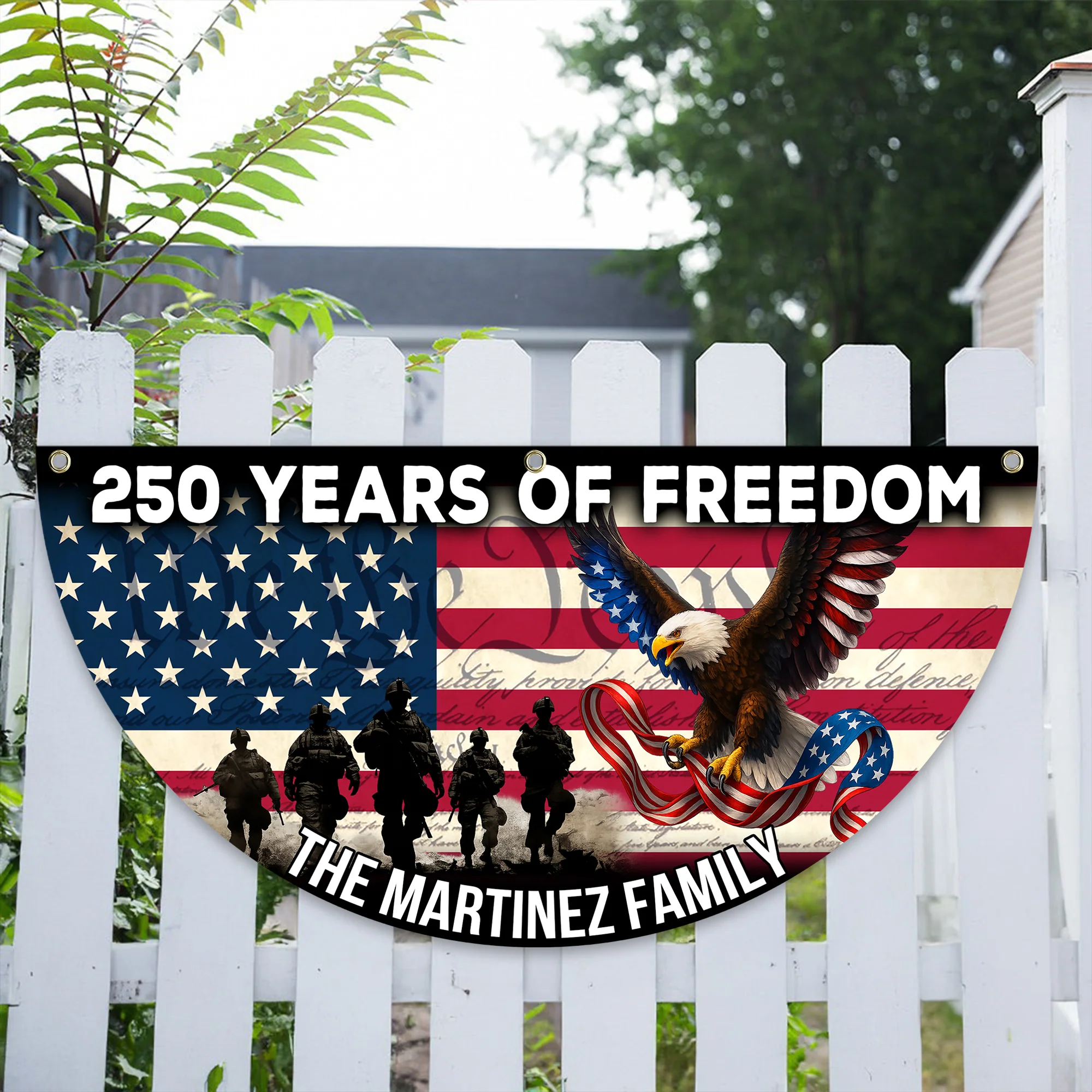 Custom Family Name 250 Years of Freedom Non-Pleated Fan Flag HA75 920364 - Image 4