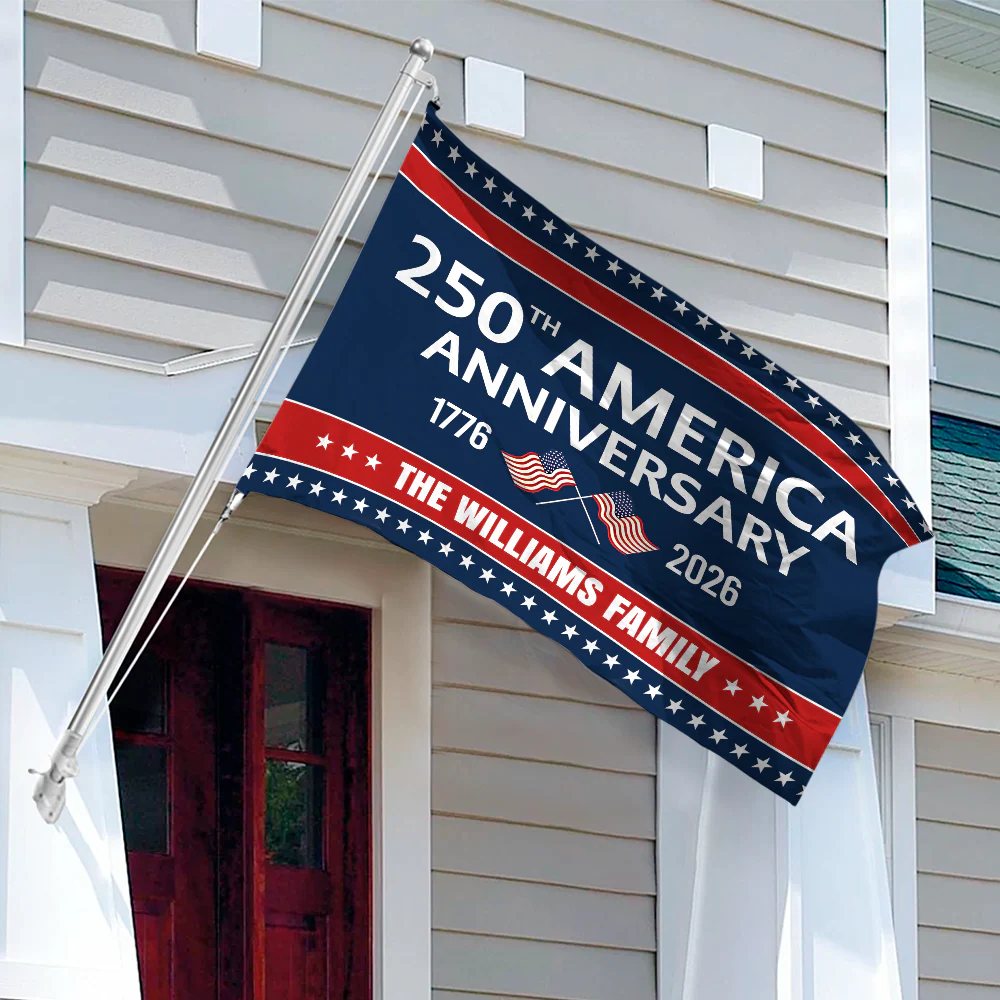 Custom Family Name 250th Anniversary 1776-2026 America Banner House Flag HA75 920342 - Image 4