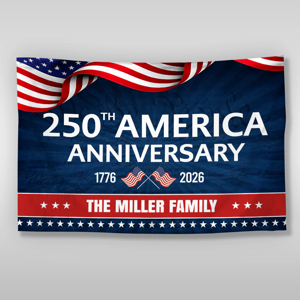 Custom Family Name 250th Anniversary 1776-2026 America Banner House Flag HA75 920342 - Image 7