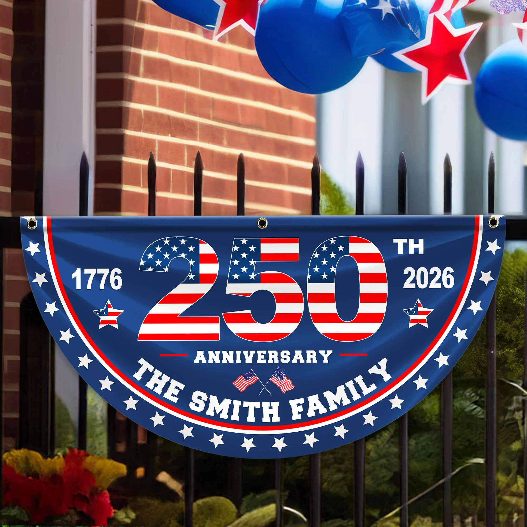 Custom Family Name 250th Anniversary Non-Pleated Fan Flag HA75 920910 - Image 4