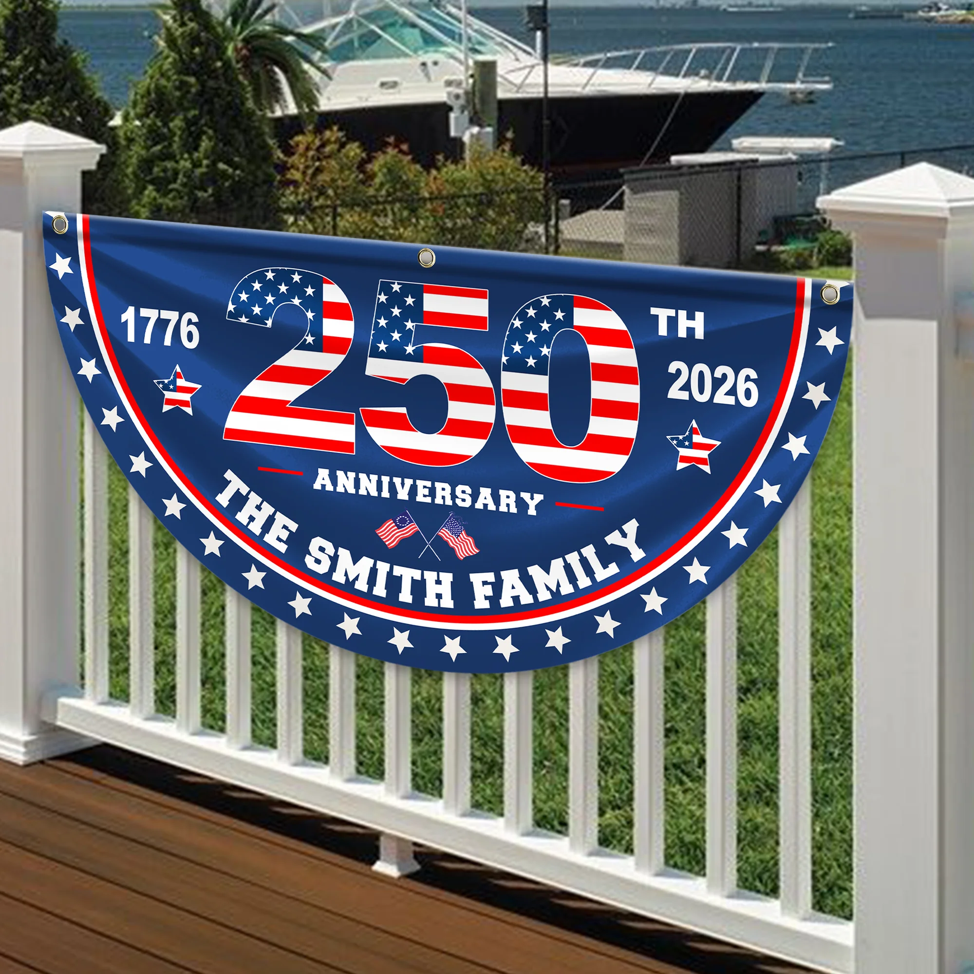 Custom Family Name 250th Anniversary Non-Pleated Fan Flag HA75 920910 - Image 5