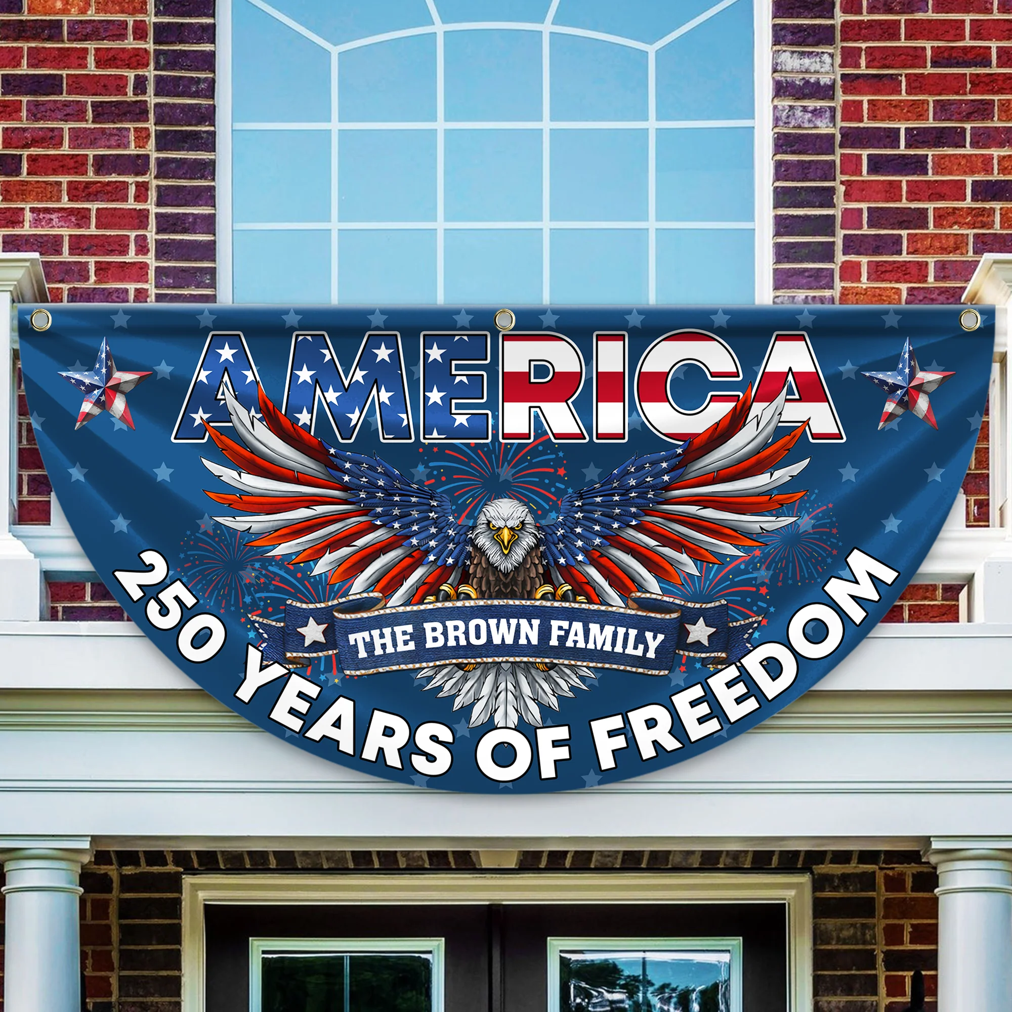 Custom Family Name 250 Years of Freedom America Non-Pleated Fan Flag CH07 910570 - Image 2