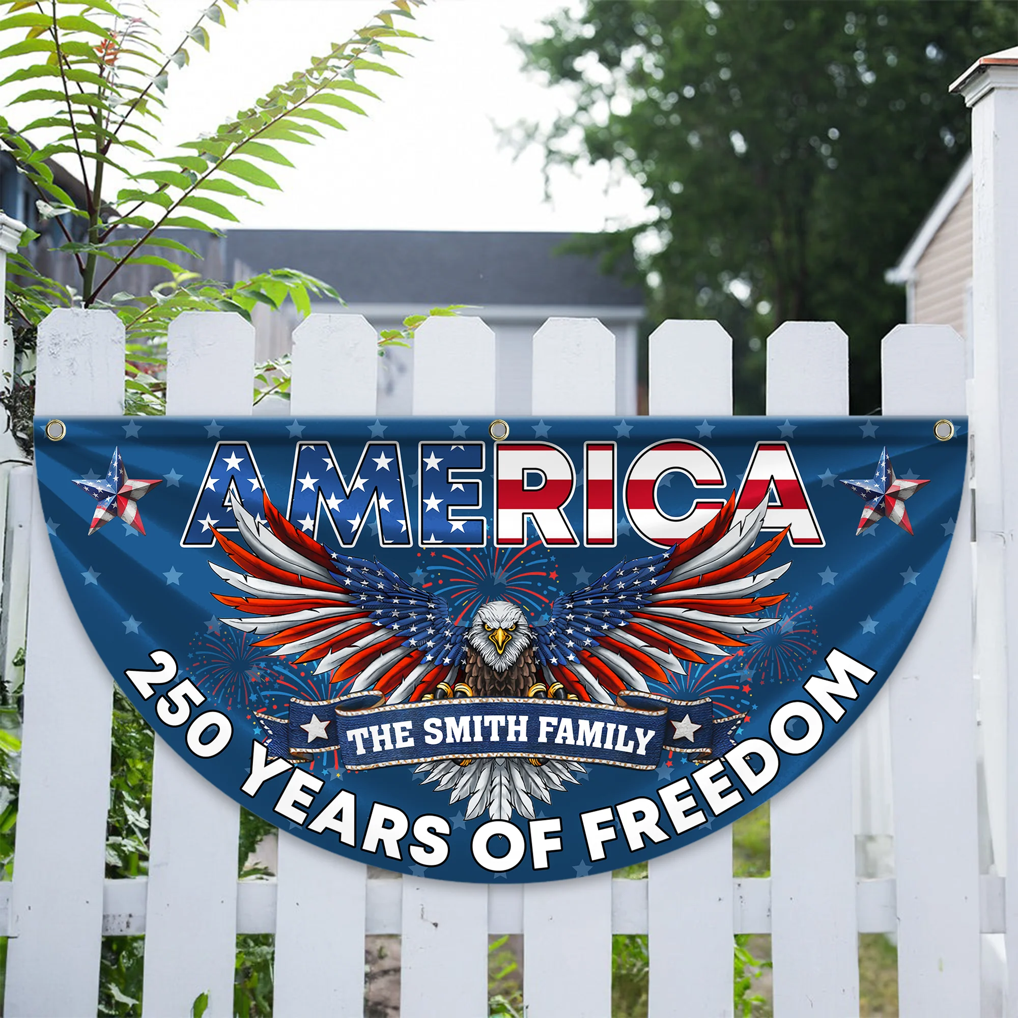 Custom Family Name 250 Years of Freedom America Non-Pleated Fan Flag CH07 910570 - Image 4