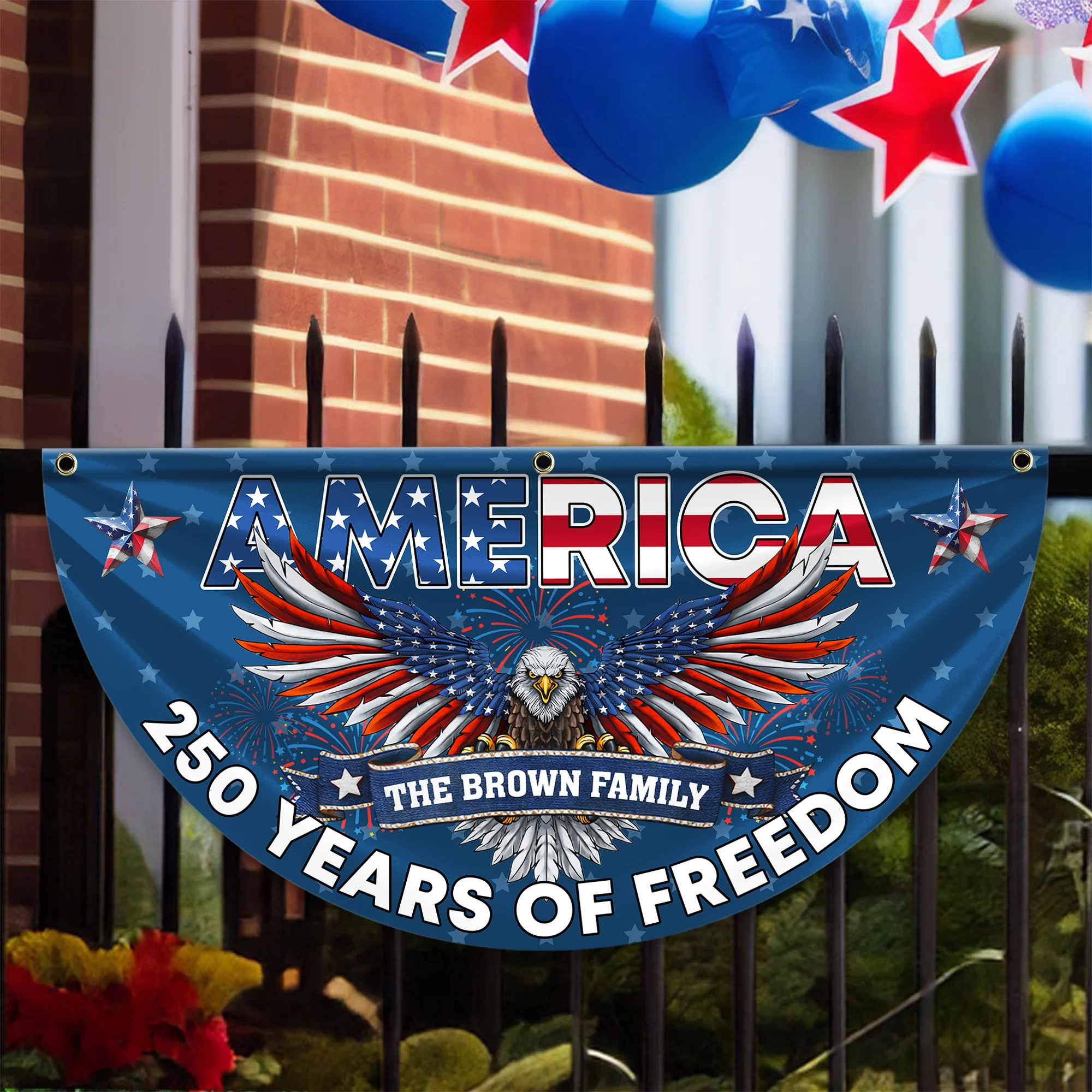 Custom Family Name 250 Years of Freedom America Non-Pleated Fan Flag CH07 910570 - Image 5