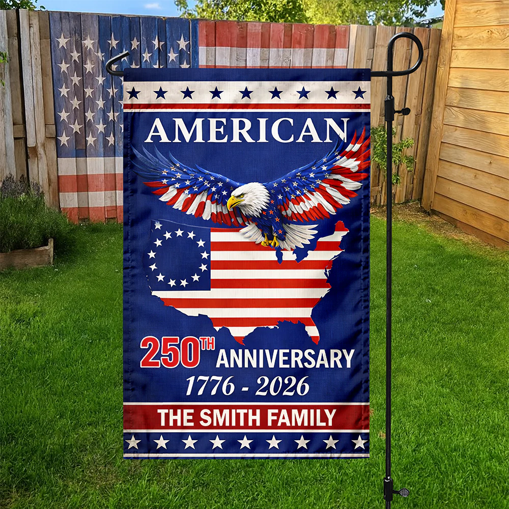 Custom Family Name American 250Th Anniversary Eagle Flag Garden Flag TH10 898697 - Image 2