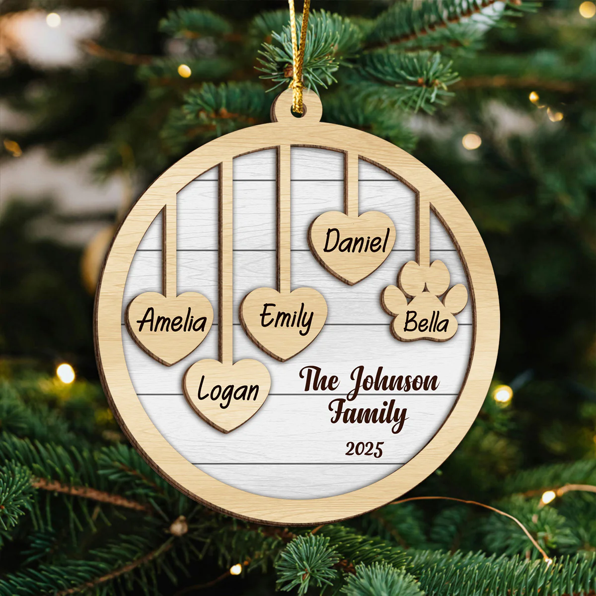 Custom Family Name Christmas 2 Layers Wooden Ornament Gift For Family LM32 897337 - Image 5
