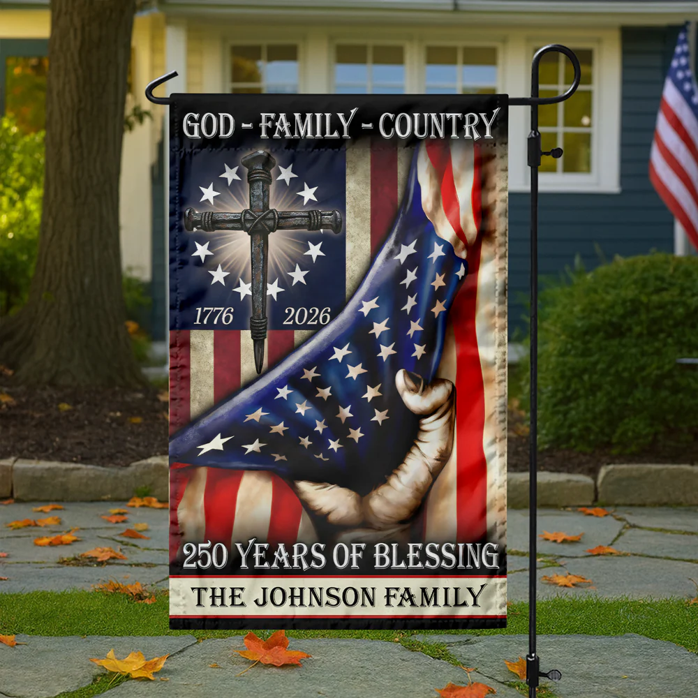 Custom Family Name God Family Country Patriot 1776-2026 Garden Flag CH07 910604 - Image 2
