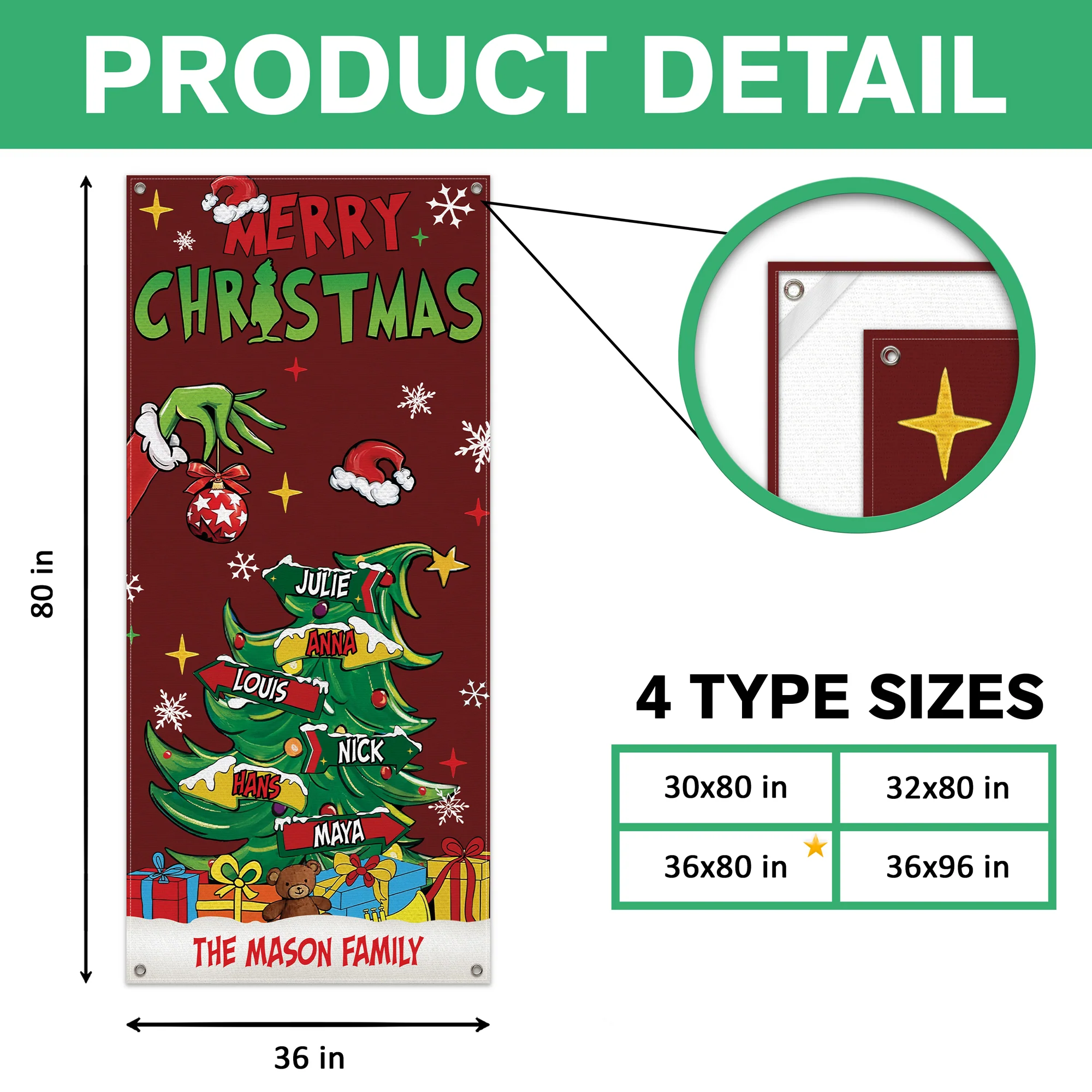Custom Family Name Merry Grinchmas Door Cover CH07 899968 - Image 7